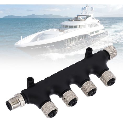 Bootszubehör: 4-Port NMEA 2000 T-Stecker, M12-5 Metallmutter, kompatibel mit Lowrance, Simrad, B&G, Navico und Garmin Netzwerken.