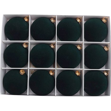 Boules De Noël - Boules En Plastique Velours Floqué - Diamètre 6 cm - Pour Arbre De Noël Porte Décoration Murale Et Intérieure - Lot De 12 (1/5)