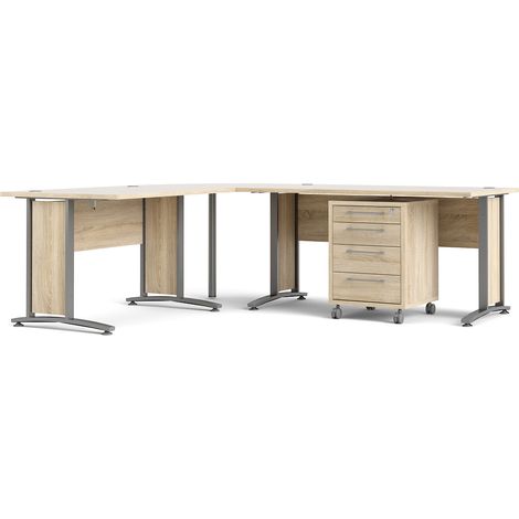 Prisme Eckschreibtisch 305 mit Rollcontainer Eiche Dekor (1/5)