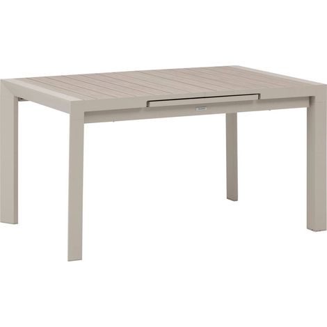 Ausziehbarer Gartentisch Evasion Holzoptik Leinen &amp Ton 8 Plätze lates aus Aluminium - Hespéride