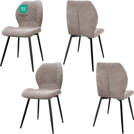 Esszimmerstühle 4er Set, gepolstert, ergonomisch, Leinen, Braun (1/5)