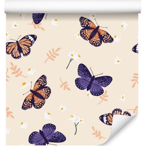 Papier peint papillons colorés pour salon et chambre 50x1000 cm (1/5)