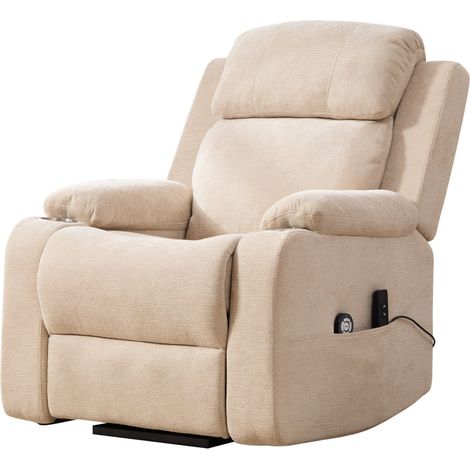 Fauteuil relax électrique multifonction avec aide au lever, massage et fonction chaleur, coloris kaki clair (1/5)