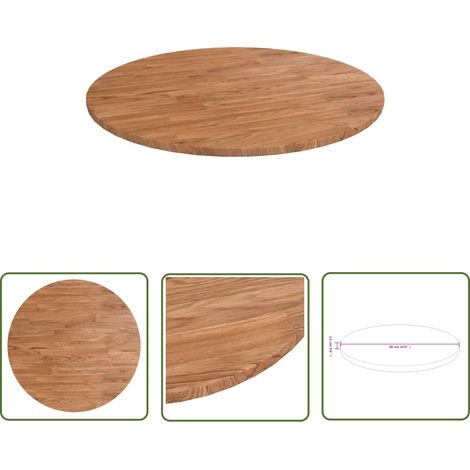 The Living Store Dessus de table rond Marron clair Ø60x1,5 cm Bois chêne traité - Dessus De Table - Plateau De Table - Bois Chêne - Table Ronde - Meuble Rustique (1/4)