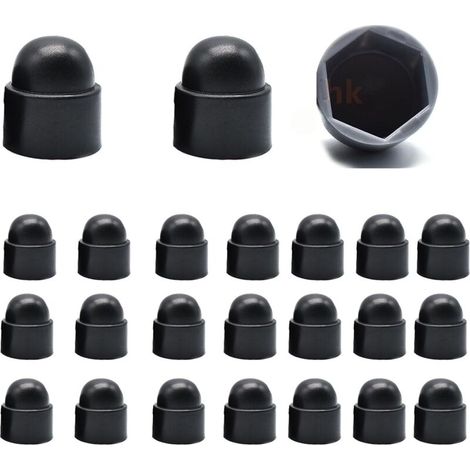M6-Kunststoffkappen für Schrauben und Muttern – 25er-Pack (Schwarz) – Korrosionsbeständige Sechskant-Schutzkappen für Maschinenbau, Möbelindustrie und Bauwesen