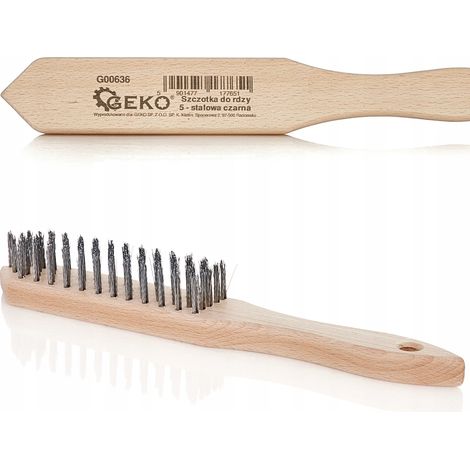 Spazzola metallica geko 5 rows manico ergonomico legno (1/3)