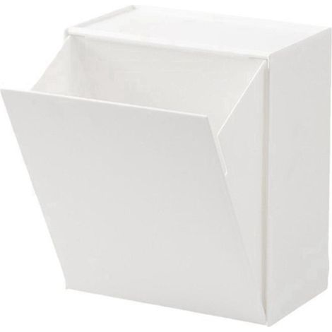 Boîte de rangement murale carrée, couvercle de salle de bain à demi-hauteur, étagère multifonctionnelle pour mouchoirs et sacs poubelle (1/5)