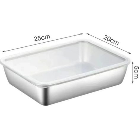 Conteneurs de stockage des aliments en acier inoxydable,empilables avec couvercles scellés,bote de rangement pour - silver-2Pcs