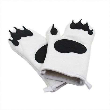 1 pair micro-ondes gants Cute Bear Claw four Insulation gants blanc (1/5)