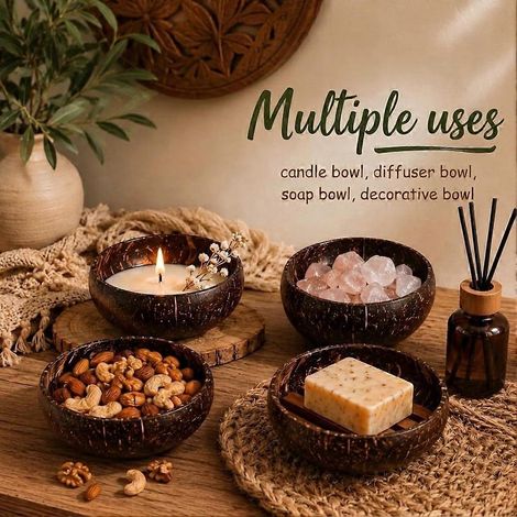 Ensemble de 24 pièces comprenant un bol en noix de coco polie, une cuillère en bois et un saladier bol à smoothie ustensiles de cuisine. (1/4)