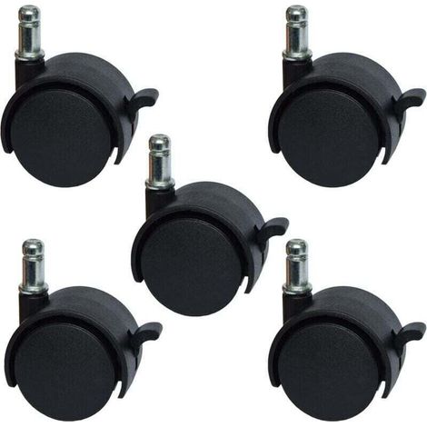 UlisemRoulettes de rechange pour chaise de bureau ou tabouret de 5,1 cm - avec frein (lot de 5)
