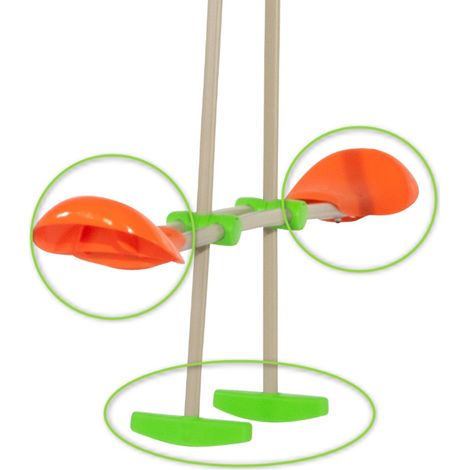 Trigano – Lot de 2 sièges ergonomiques orange et reposes pieds verts – Conçus pour balançoires face à face – Installation simple et rapide