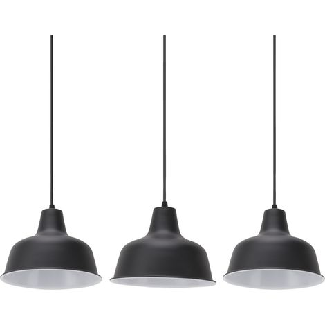 Lot de 3 supports de suspension style grange, en fer et corde réglable, 110-240 V, pour bars, restaurants et autres lieux de vie rustiques. (1/5)