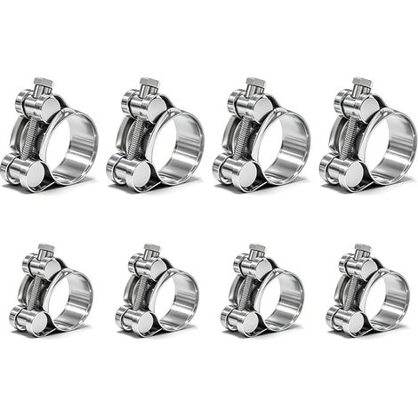 Lot de 8 colliers de serrage en acier inoxydable - Plage de (1/5)