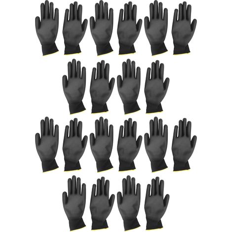 Ortviai Gants de Travail Antistatiques en Nylon et Polyuréthane, Taille 8M, Noir, 10 Paires (1/4)