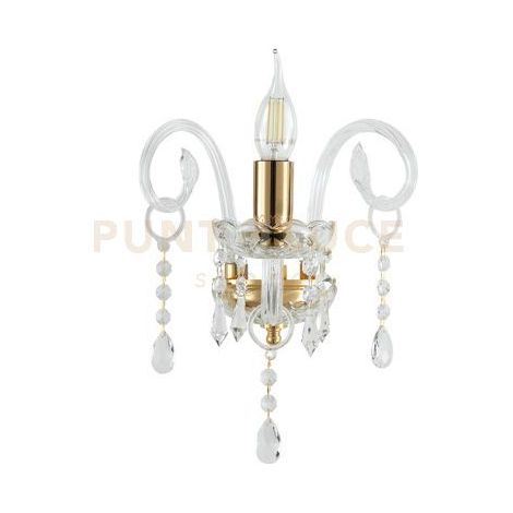 MARIA TERESA APPLIQUE MT/1 L6 PASTORALE 1 LUCE ATTACCO E14 L.20CM H.25CM CRISTALLO E ORO
