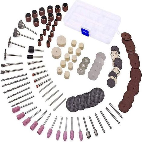 Accessoires pour Outils Rotatifs avec 3mm Mandrin/Universels Découpage/Polissage/Perçage/Meulage/Gravure Accessoires d'mini Meuleuse & mini Perceuse pour Bricolage Artisanat 141Pcs- (1/5)