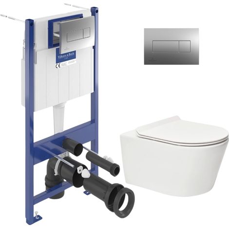 ViConnect Pro S Pack WC Bâti Villeroy & Boch + WC Swiss Aqua Technologies Brevis et fixations invisibles (VCNBREVIS1AM)