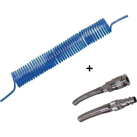 TUBO POLIURETANO 8x12 mm 7,5 metri COMPRESSORE ARIA COMPRESSA SPIRALE CODOLO + RACCORDI (1/3)