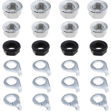 24pcs Écrou d'essieu Roue de Vélo et Kit de Rondelle Sécurité M10 M9.5 M8 Moyeu de Vélo Écrou d'essieu à Bride pour VTT Vélo de Route Avant et Arrière Essieu Roue de Vélo (1/5)