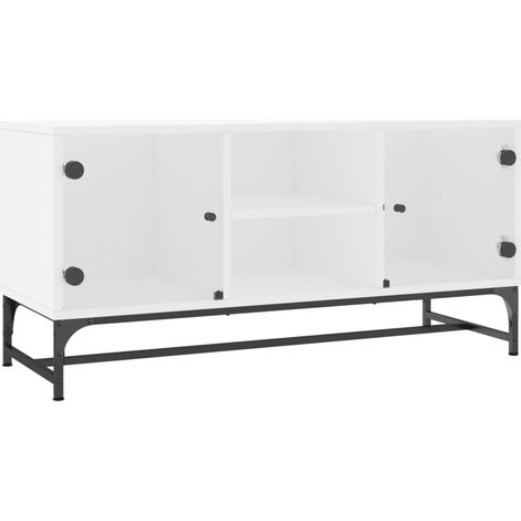 Mueble TV multimedia estantería para televisión buffet para televisión comedor salón dormitorio con puertas de cristal 102 x 37 x 50 cm blanco 020026908