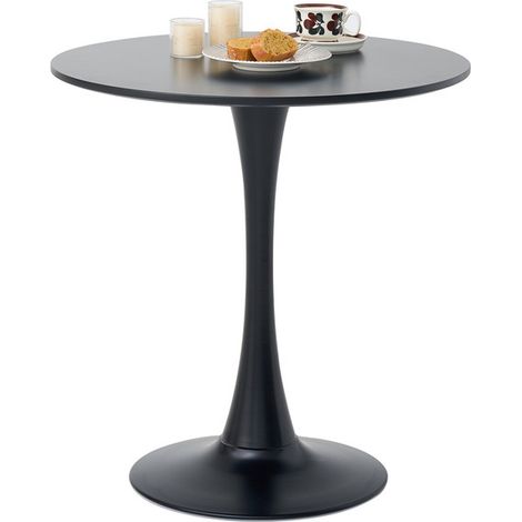 Wokaka Tavolo da pranzo rotondo moderno (80 cm) – Stile scandinavo – Metallo – 2-4 persone – Nero