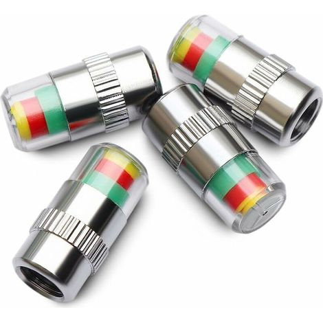 Set mit 4 Autoreifenventilkappen mit 3-Farben-Anzeige