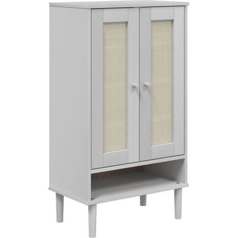 Schuhschrank SENJA Rattan-Optik Weiß 59,5x35x107cm Kiefernholz vidaXL
