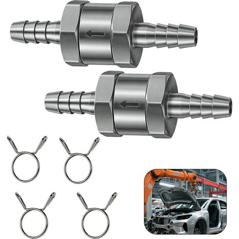 Clapet Anti-Retour De Carburant 8mm Valve De Carburant En Alliage D'Aluminium, Pour Voiture Bateau Moto, Système De Contrôle À Essence (2 Pièces) (1/5)