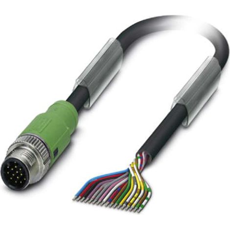M12 Sensorleitung PUR 17-polig Stift gerade schleppkettenfähig A-Kodierung, Länge 8,0 Meter tiefschwarz RAL 9005, Kabel Außendurchmesser 8,0mm - 1 Stück