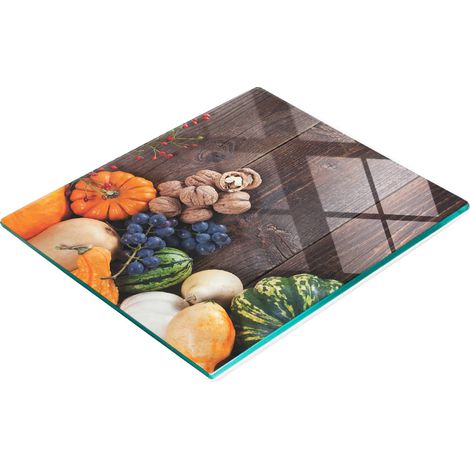 Vassoio decorativo in vetro con grafica a tema zucche per servire snack, 60x52 cm (1/5)