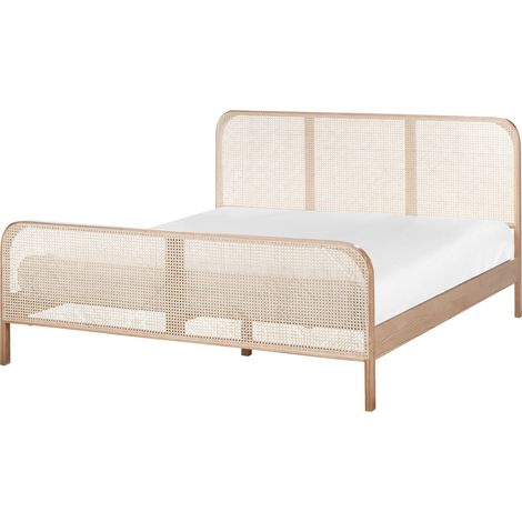 Letto matrimoniale 180 x 200 cm Base a doghe Testata a treccia viennese Legno di pino Marrone Chiaro Gonfaron (1/5)