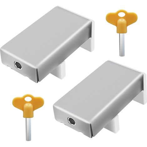 Verrou de fenêtre coulissante réglable argenté (lot de 2) avec clé, conception sécurisée (1/5)