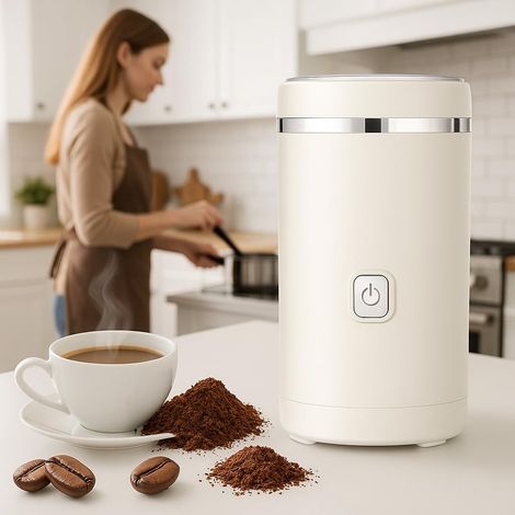 Moulin à Café Électrique, 300W Broyeur à Grains avec Lames en Acier Inoxydable, Capacité 60ml pour Café, Épices, Noix, Mouture Réglable