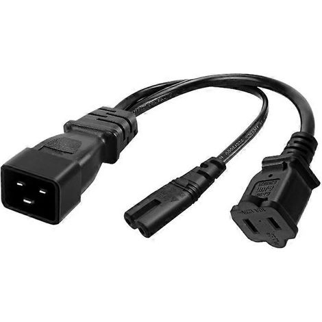 Câble convertisseur d'alimentation IEC320-C20 mâle vers IEC320-C7 +1-15R femelle noir (1/5)