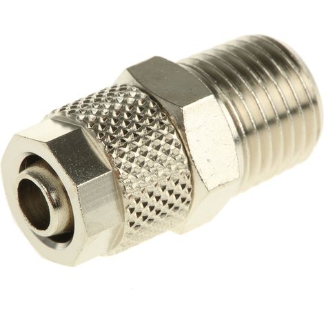Adaptateur droit fileté hydraulique RS PRO vers Enfichable, 8 mm R 1/4 Mâle ( Prix pour Paquet de 5 ) (1/3)