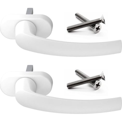 Premium Aluminium Fenstergriffe  Weiß RAL9016-2 Stück (35mm)  für Fenster, Terrassen-/Balkontüren aus Holz, Kunststoff oder Aluminium  Kipp-Funktion  ergonomische, angenehme Haptik