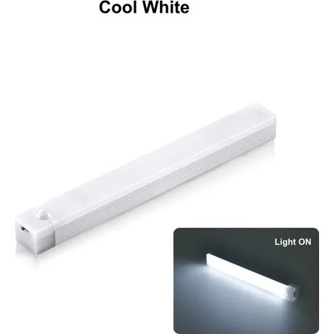 (Lumière blanche de 30 cm) Guirlande lumineuse LED rechargeable avec détecteur de présence, veilleuse sans fil. (1/5)