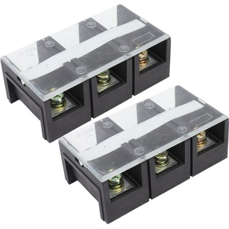 Connecteur de barrière à 2 pièces, bornier double rangée en fer fixe 600V 100A TC, avec couvercle noir, 3 positions (1003) (1/5)