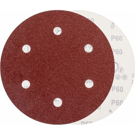 Disque de ponçage 225 mm grain P60 6 trous disques auto-agrippants, 10 tampons de papier abrasif ronds pour ponceuse à cloison sèche,ponceuse à cloison sèche,Ponceuse Girafe,Ponceuse Murale. (1/4)