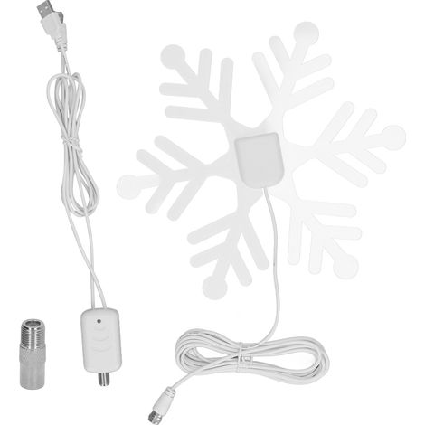 Antenne TV numérique intérieure amplifiée forme flocon, antenne haute définition DTB ATSC ISDB T blanche (1/5)