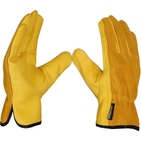 Gants de travail en cuir - Gants de jardinage résistants aux épines - Robuste - Pour homme et femme - Construction respirante et flexible（L） (1/5)