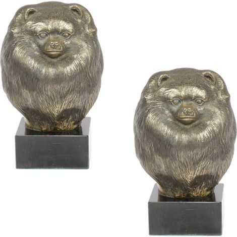 Pomerania, Pomerania - estatuilla de perro, busto sobre una base de piedra, escultura, trofeo para una exposición canina de Art-Dog (1/5)