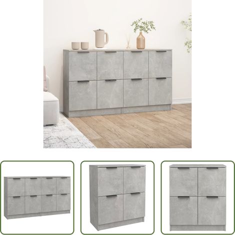 vidaXL Armoire multifonction - Buffets 2 pcs Gris béton 60x30x70 cm Bois d'ingénierie (1/5)