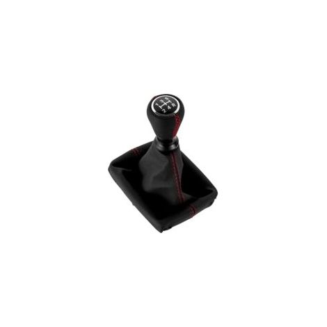 Pommeau de Levier de Vitesse Cuir avec Soufflet Compatible pour Peugeot 206 406 (Rouge)