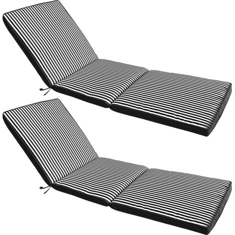 Lot de 2 coussins pour bain de soleil 186 x 53 cm polyester noir