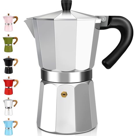 6 Tasse Espresso Cuisinière en Aluminium Moka Pot Machine à Café Express Percolateur Moka Classique Italienne Machine à Café Pour Italien et Cubain Brassage Pour Camping à Domicile 10oz (1/5)