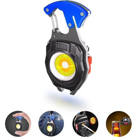 Mini lampe de poche porte-clés à LED, lampe d'inspection étanche, mini lampe de poche rechargeable par USB, bleu (1/5)
