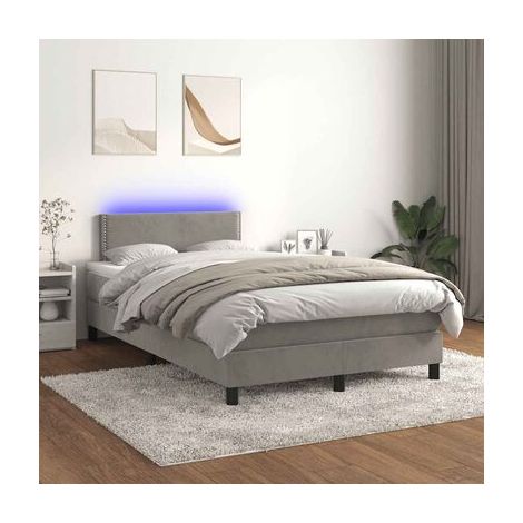 Sommier Snowco, matelas LED gris clair, 120 × 190 cm, éclairage led d’ambiance, meuble de chambre, design contemporain, montage facile (1/5)
