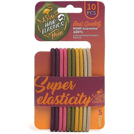 Lot de 10 élastiques à cheveux de couleurs assorties, accessoires tendance pour cheveux - 3 (1/5)